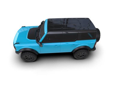 Mavi, küçük, modern spor araba. 3d oluşturma