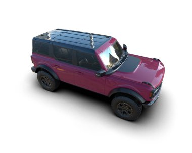 Modern SUV - kentsel yol - üst görünüm. 3d illüstrasyon