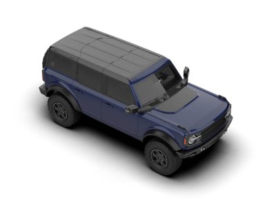 SUV arabası beyaz arkaplanda izole edildi.