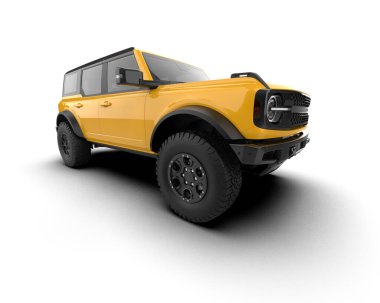 Beyaz arka planda modern SUV. 3d oluşturma
