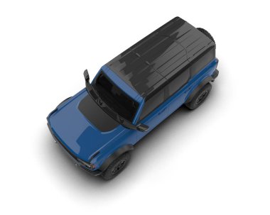 mavi araba beyaz arkaplanda izole edildi