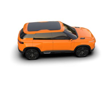 Beyaz arkaplanda 3 boyutlu elektrikli araba çizimi