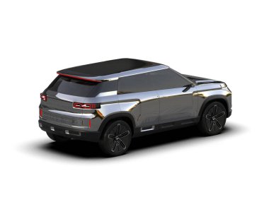 Araba cipi. Modern şehir seyahati. 3d oluşturma.