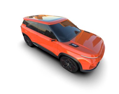 Modern araba arka planda izole edilmiş. 3D görüntüleme - illüstrasyon