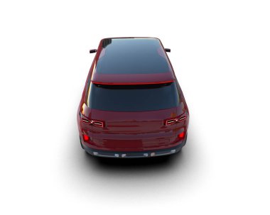 Beyaz arkaplanda izole edilmiş bir SUV 'un 3 boyutlu görüntüsü