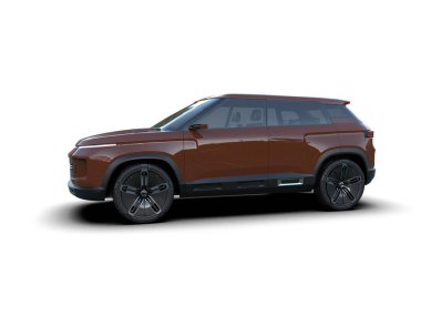 Beyaz arka planda modern bir araba. 3 Boyutlu Hazırlama.