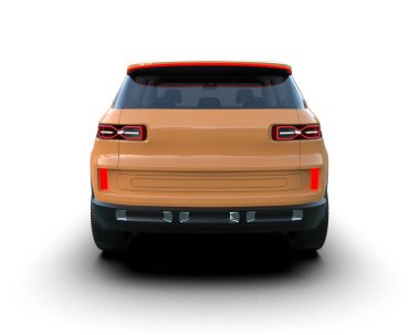 turuncu modern araba beyaz arka planda izole.