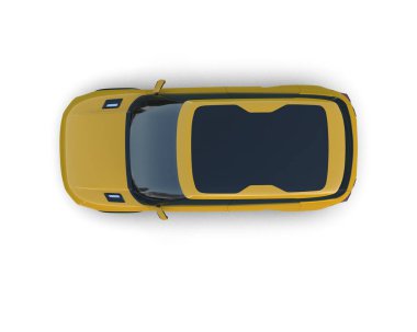 Sarı araba beyaz arkaplanda izole edildi