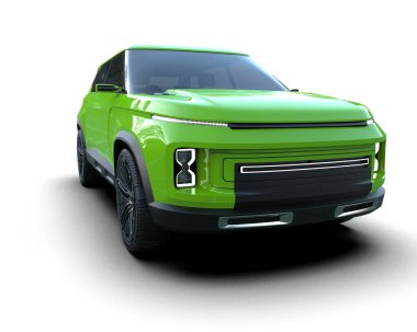 Modern araba arka planda izole edilmiş. 3D görüntüleme - illüstrasyon