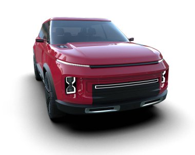 Beyaz arka planda modern bir araba. 3d oluşturma