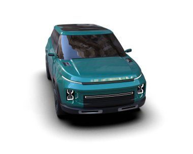 Modern küçük siyah aile arabası - 3 boyutlu illüstrasyon