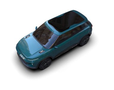 mavi küçük şehir arabası sizin tasarımınız için beyazda izole edildi