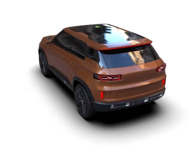 Stüdyo ortamına sahip 3 boyutlu markasız bir SUV.