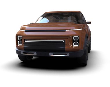 Kahverengi lüks SUV beyaz arka planda izole edilmiş. 3 Boyutlu Hazırlama.