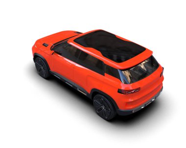 Beyaz arka planda kırmızı spor jip. 3d görüntü oluştur