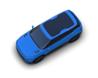 Beyaz arka plan üzerinde izole mavi spor araba