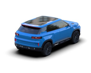 Stüdyo ortamında markasız bir SUV 'un 3 boyutlu çizimi