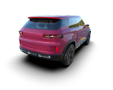 Gri arka planda, kırpma yolu olan modern bir araba. 3 Boyutlu Hazırlama