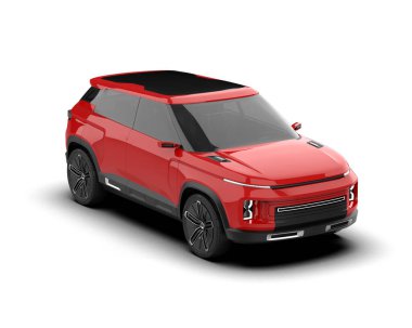 Kırmızı araba izole edildi. Şehir arabası. 3d illüstrasyon