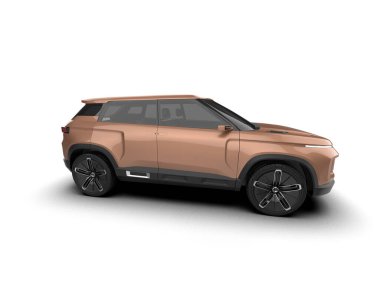 Bir markanın 3 boyutlu görüntülemesi - daha az genel SUV arabası beyaz arkaplanda izole edildi