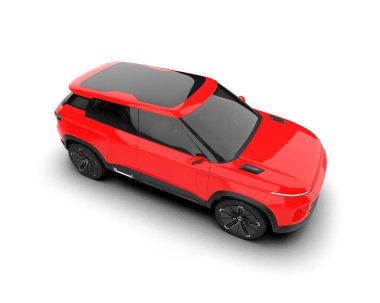 Beyaz arka planda gerçekçi kırmızı spor araba. 3d oluşturma