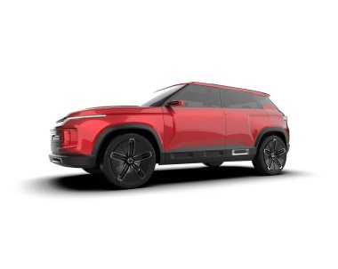 Beyaz arkaplanda kırmızı araba.