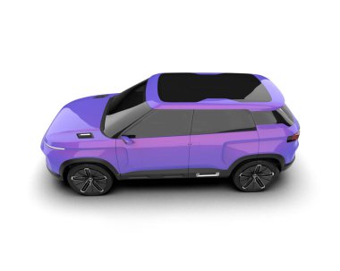 beyaz arkaplanda mor bir araba