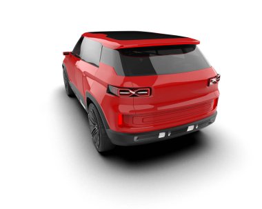 kırmızı SUV arabası beyaz arkaplanda izole edildi