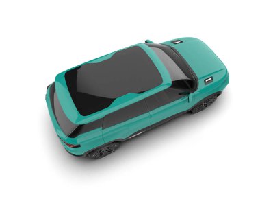 Mavi araba beyaz arka planda izole edilmiş. 3d oluşturma