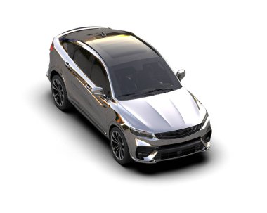 Stüdyo ortamında markasız bir SUV 'un 3 boyutlu çizimi