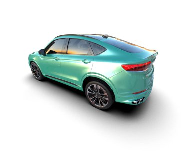 Araç sedanı beyaz arkaplanda izole edildi. 3 boyutlu görüntüleme