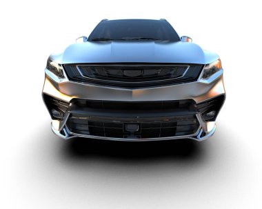 Beyaz arka planda bir araba. 3 Boyutlu Hazırlama.