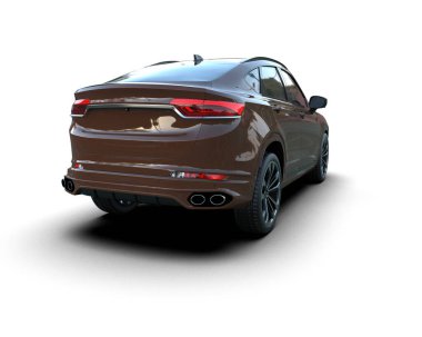 Modern arazi aracı arka planda izole edildi. 3D görüntüleme - illüstrasyon