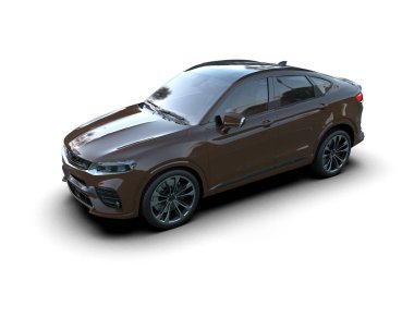 Beyaz arka planda bir araba. 3D görüntüleme - 3d illüstrasyon