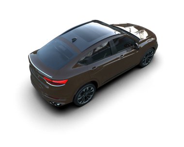 Beyaz bir arka planda modern lüks aile cipi. 3d oluşturma