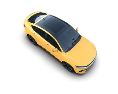 sarı modern spor araba - üst görünüm