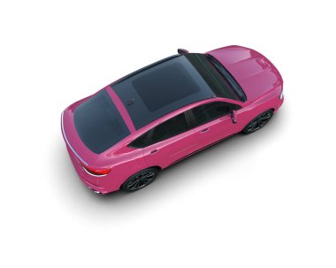 Boş ekranlı pembe lüks araba.