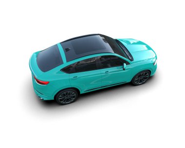 mavi araba beyaz arkaplanda izole edildi