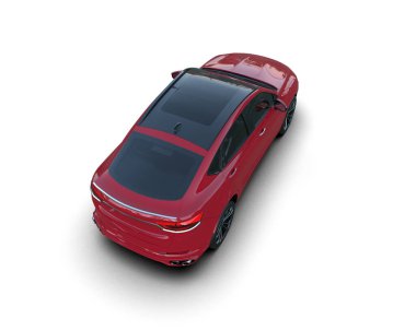 Modern elektrikli araba beyaz arka planda izole edilmiş. 3d oluşturma