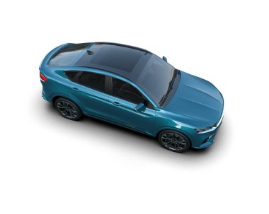 Beyaz arka planda 3 boyutlu bir sedan. 3d illüstrasyon