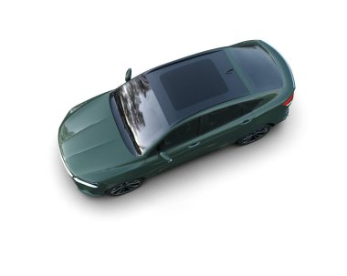 3 boyutlu yeşil araba beyaz üzerine çiziliyor