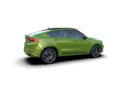 beyaz arka planda modern lüks yeşil araba