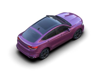 Pembe lüks SUV arabası beyaz arka planda izole edilmiş. 3d oluşturma.