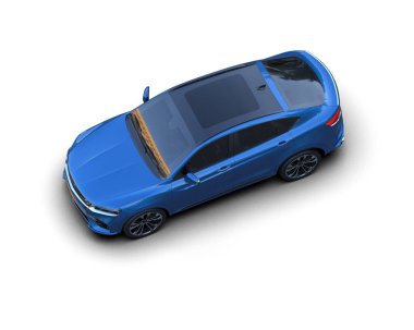 mavi modern araba - 3D görüntüleme