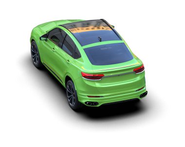 Beyaz arka planda izole edilmiş modern lüks araba 3 boyutlu çizim - illüstrasyon