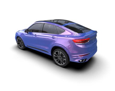 Pembe lüks araba beyazda izole edilmiş.