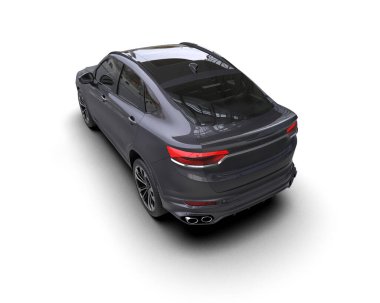 Beyaz izole bir arkaplan üzerinde siyah SUv 3 boyutlu görüntüleme