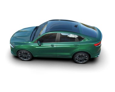 Yeşil spor arabanın 3 boyutlu resmi