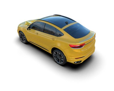 Modern araba beyaz arka planda izole edilmiş. 3d illüstrasyon