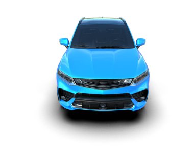 Beyaz arka planda bir araba. Güzel bir mavi arka planda modern mavi araba. Araba bir otomobil.